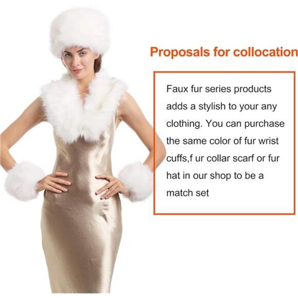 LA CARRIE Women\'s Faux Fur Hat for Winter with Stretch Cossack Russian Style